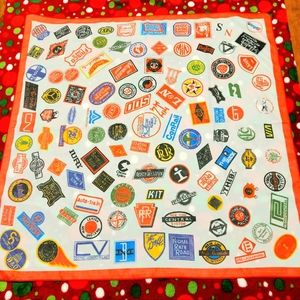 Kitschy Railroad Ephemera Scarf Featuring US Railroad Company Logos